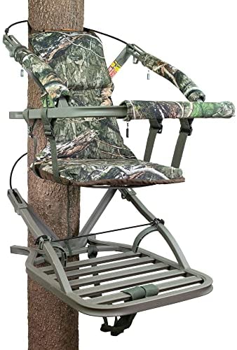 SD Climbing Treestand Lightweight Aluminum, Foam Padded Seat, 300 lbs Capacity, Includes Safety Harness