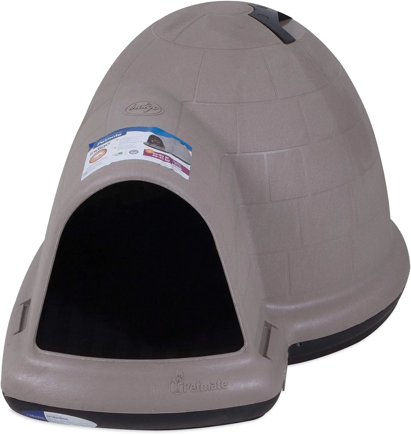 Dog House (Igloo Dog House, Made in USA with 90% Recycled Materials, All Weather Protection Pet Shelter) for XL Dogs 90 to 125 pounds, Made in USA
