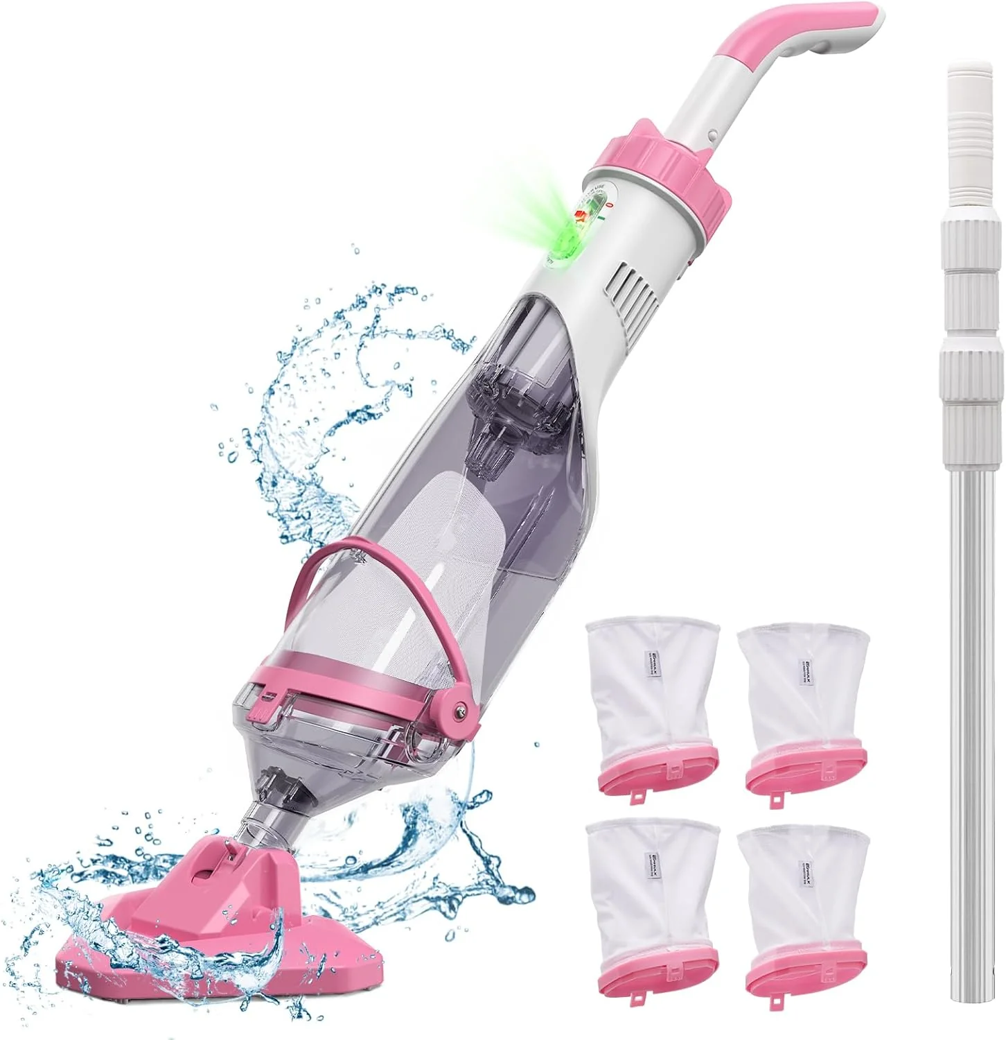 Pool Vacuum for Above Ground Pool with a Telescopic Pole, Running time up to 1H, T403 Handheld Rechargeable Pool Cleaner with Powerful Suction up to 18.5 gallons/min, Ideal for Leaves, Debris