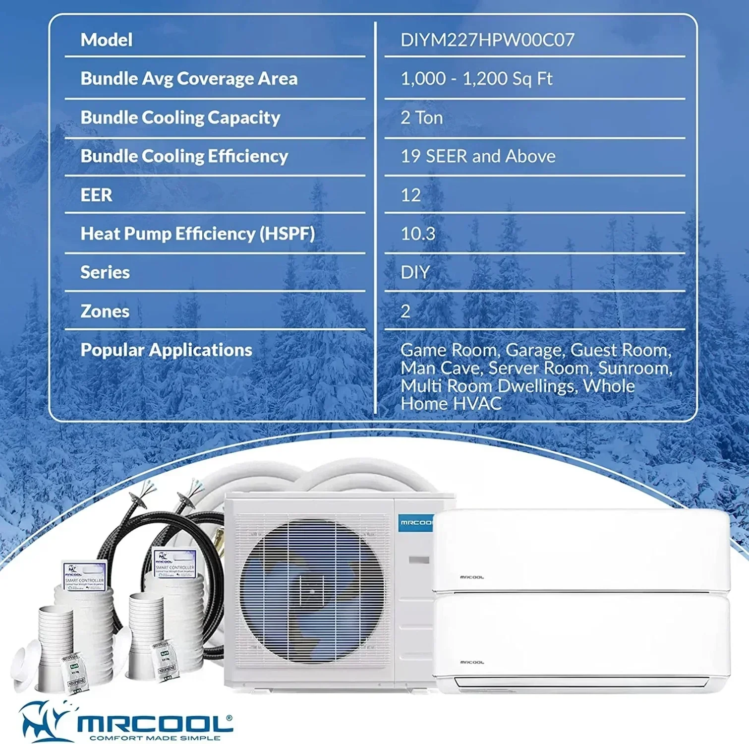 MRCOOL Multi-Zone DIY 2-Zone Ductless Heat Pump – White