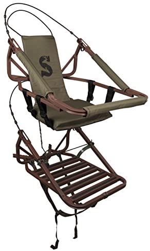 SD Climbing Treestand Lightweight Aluminum, Foam Padded Seat, 300 lbs Capacity, Includes Safety Harness
