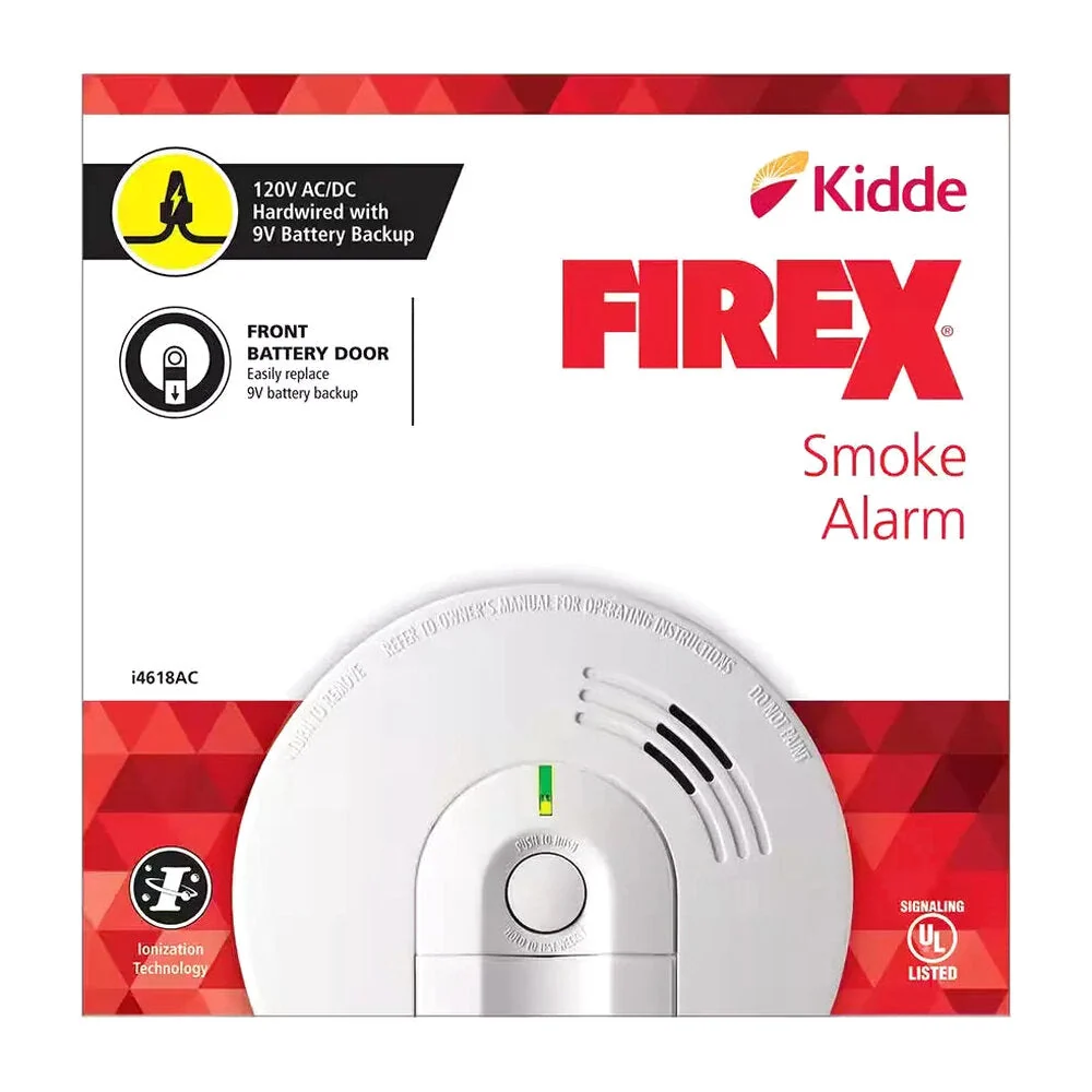 Kidde Firex Hardwired Ionization Smoke Detectors With Battery Backup, 4-Pack – i4618