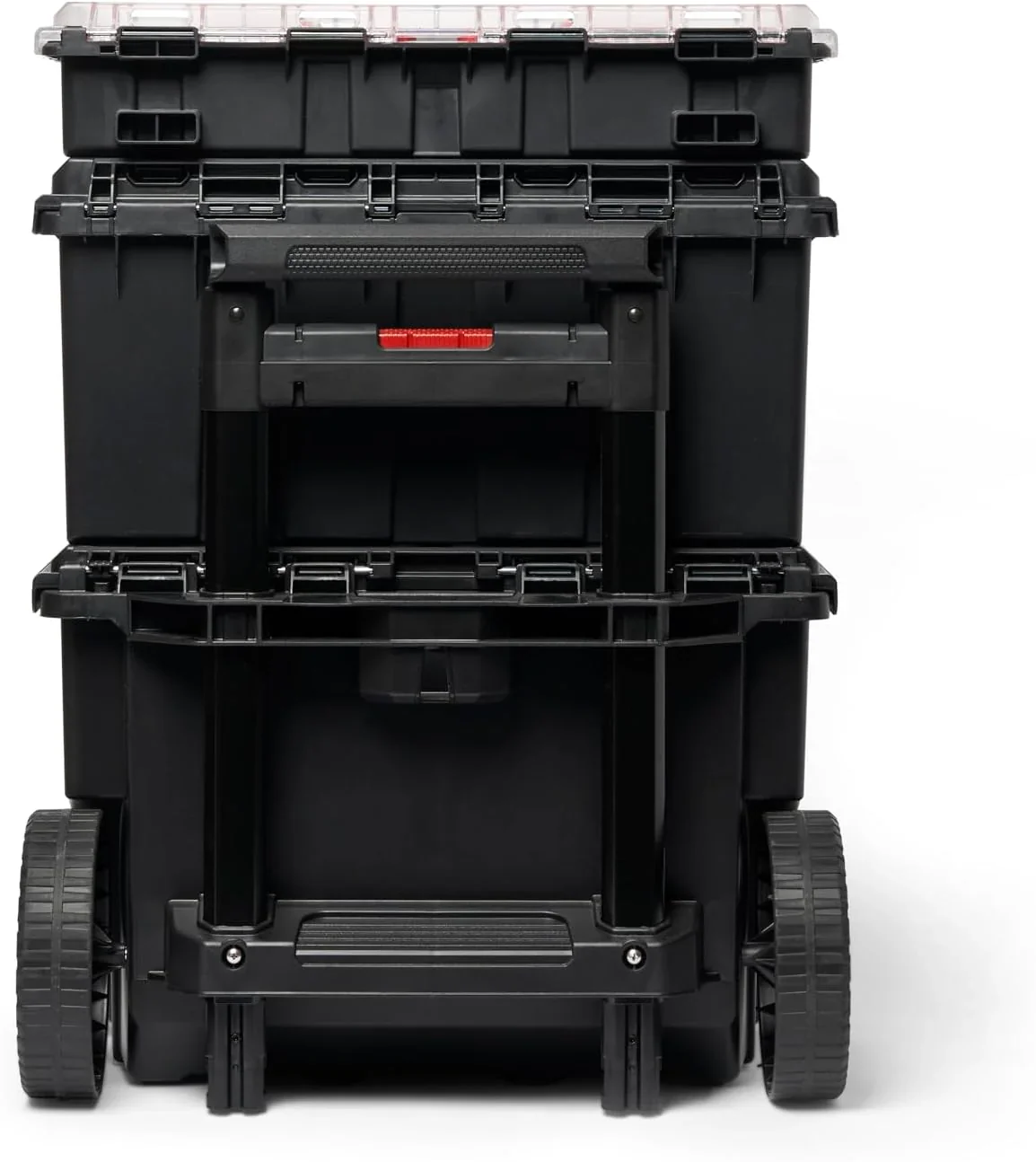 Keter Rolling Tool Box System, 3 Piece, Black/Red – 3 Piece Resin Modular Toolbox System