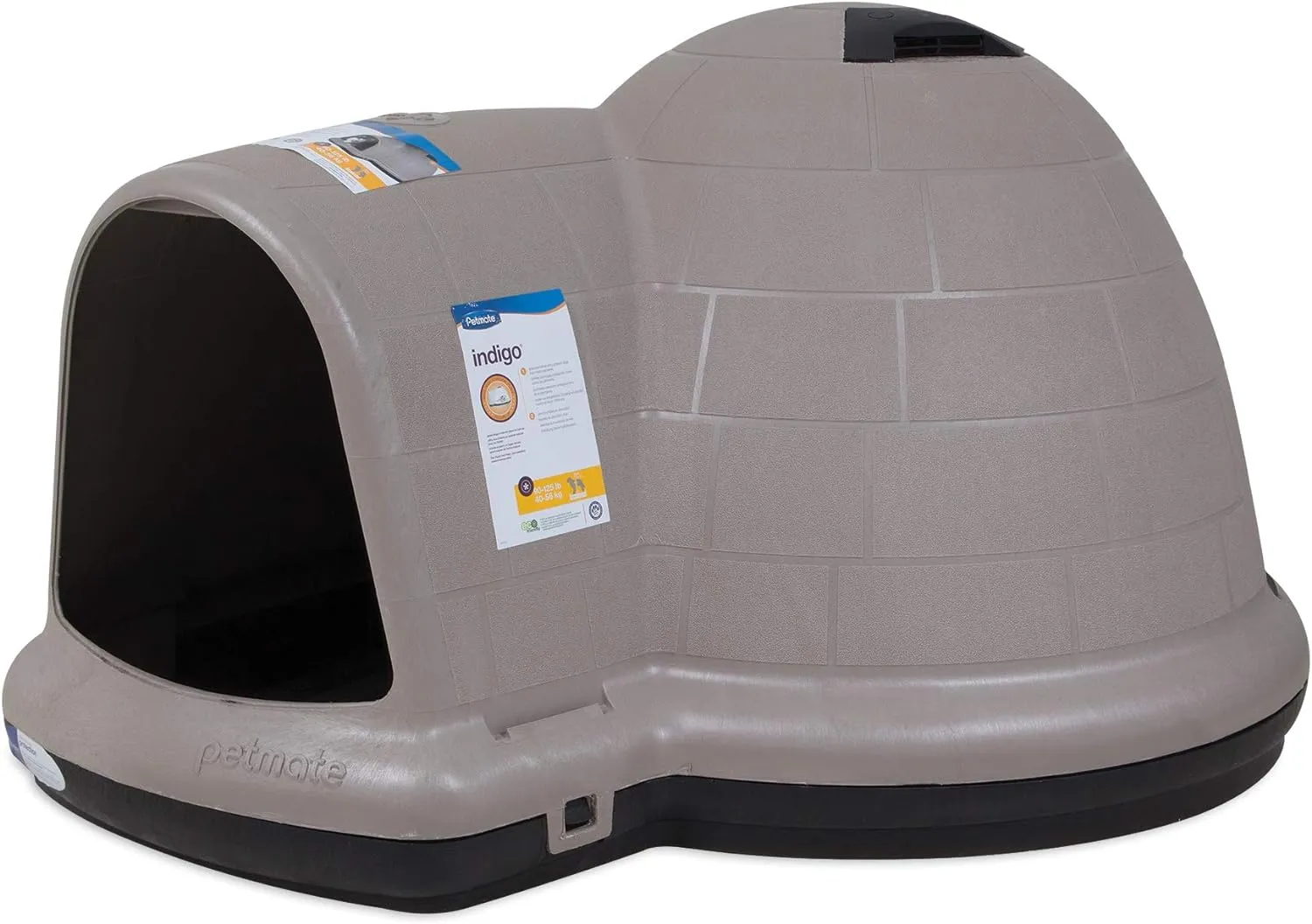 Dog House (Igloo Dog House, Made in USA with 90% Recycled Materials, All Weather Protection Pet Shelter) for XL Dogs 90 to 125 pounds, Made in USA