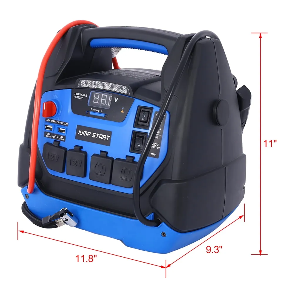 Rechargeable Jump Starter 1800 Amp Battery Jump Starter With Air Compressor Car Tire Inflator For Gas Diesel Vehicles