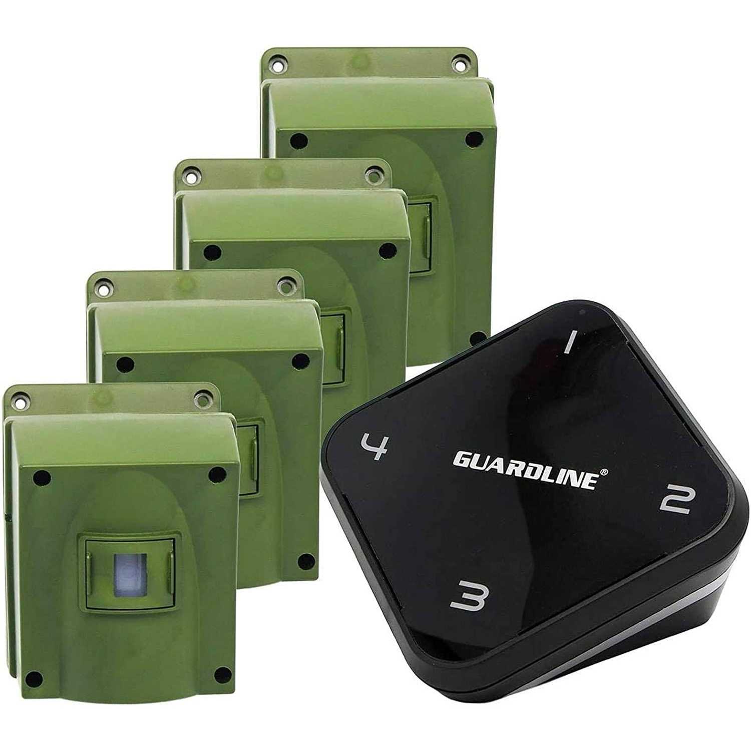 Guardline Wireless Driveway Alert System, 4 Motion Sensors and 1 Receiver, 915 MHz – 1/4 Mile