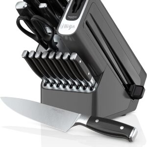 K32017 17 Piece Premium Knife System Block Set with Built-in Sharpener, Stainless Steel/Black