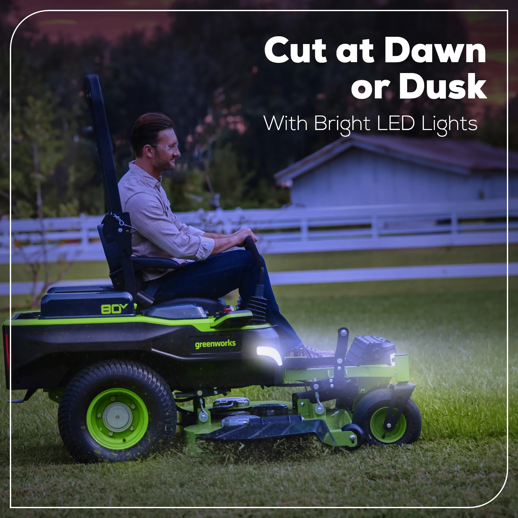 80V Cordless Electric Riding Lawn Mower with 6 Batteries and Wall Charger