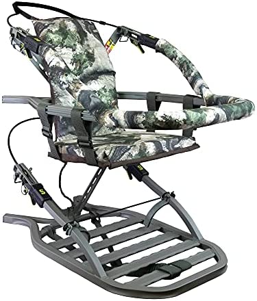 SD Climbing Treestand Lightweight Aluminum, Foam Padded Seat, 300 lbs Capacity, Includes Safety Harness