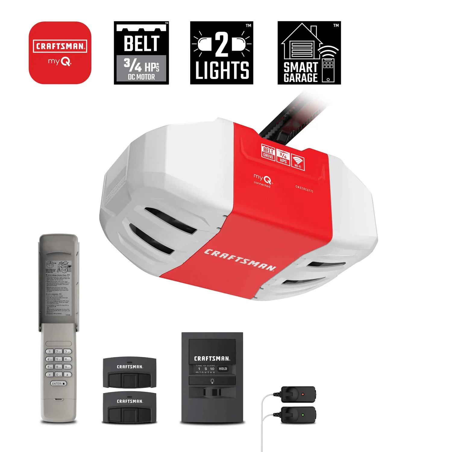 CRAFTSMAN 3/4 Hps MyQ Smart Belt Drive Garage Door Opener With Wi-Fi – CMXEOCG772