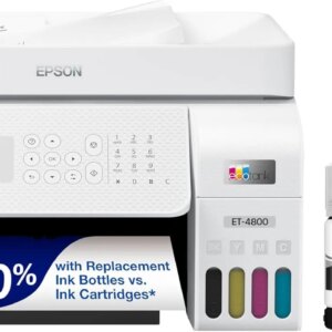 Wireless All-in-One Inkjet Printer, White Cartridge-Free, Scanner, Copier, Fax, ADF, Ethernet, Home Office