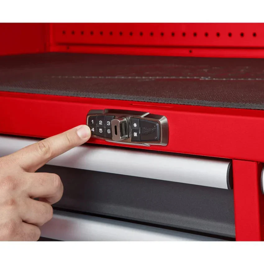 Milwaukee High Capacity 56 in 18-Drawer Steel Tool Chest And Cabinet Combo – Red And Black