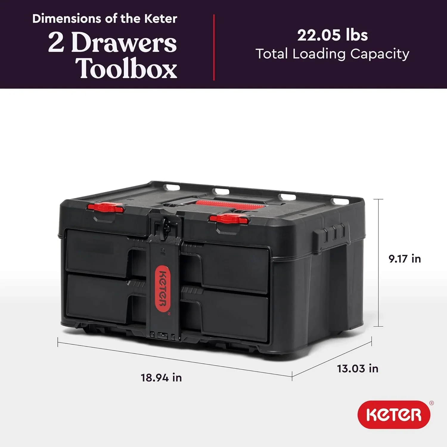 Keter Rolling Tool Box System, 3 Piece, Black/Red – 3 Piece Resin Modular Toolbox System