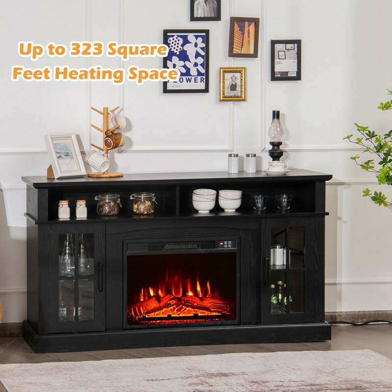 58″ TV Console with 23″ Fireplace Insert, Fireplace TV Stand for TVs up to 65 Inches, 1400W Electric Fireplace Heater