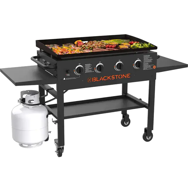 4-Burner 36″ Griddle Cooking Station with Side Shelves