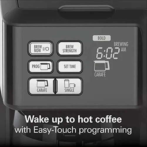 Thermal Coffee Maker, Single Serve & Full Pot, Compatible with Pods or Grounds, Programmable, Black and Stainless ()