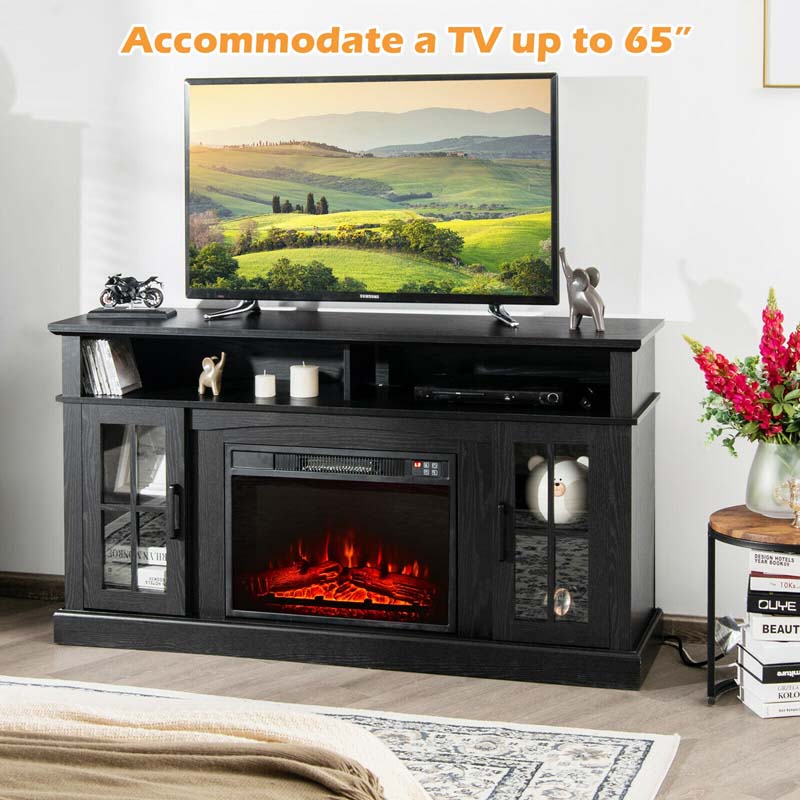 58″ TV Console with 23″ Fireplace Insert, Fireplace TV Stand for TVs up to 65 Inches, 1400W Electric Fireplace Heater