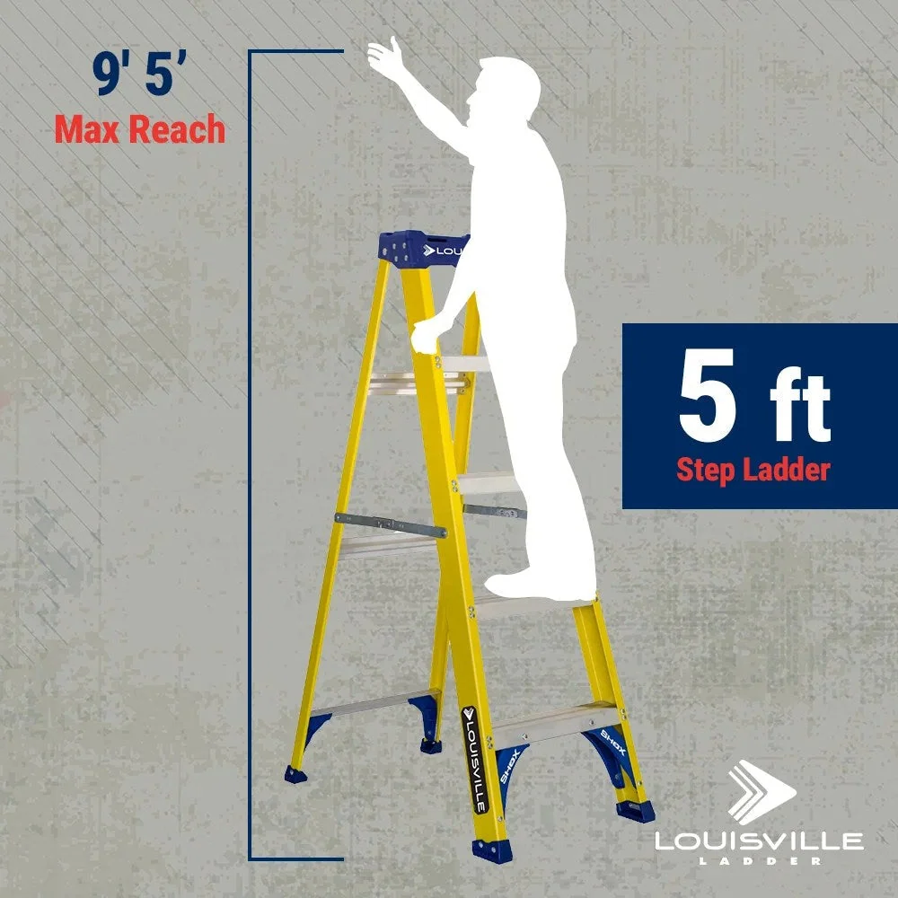 Louisville Ladder 5-Foot Fiberglass Step Ladder, 250-Pound Load Capacity, Type I – FS2005