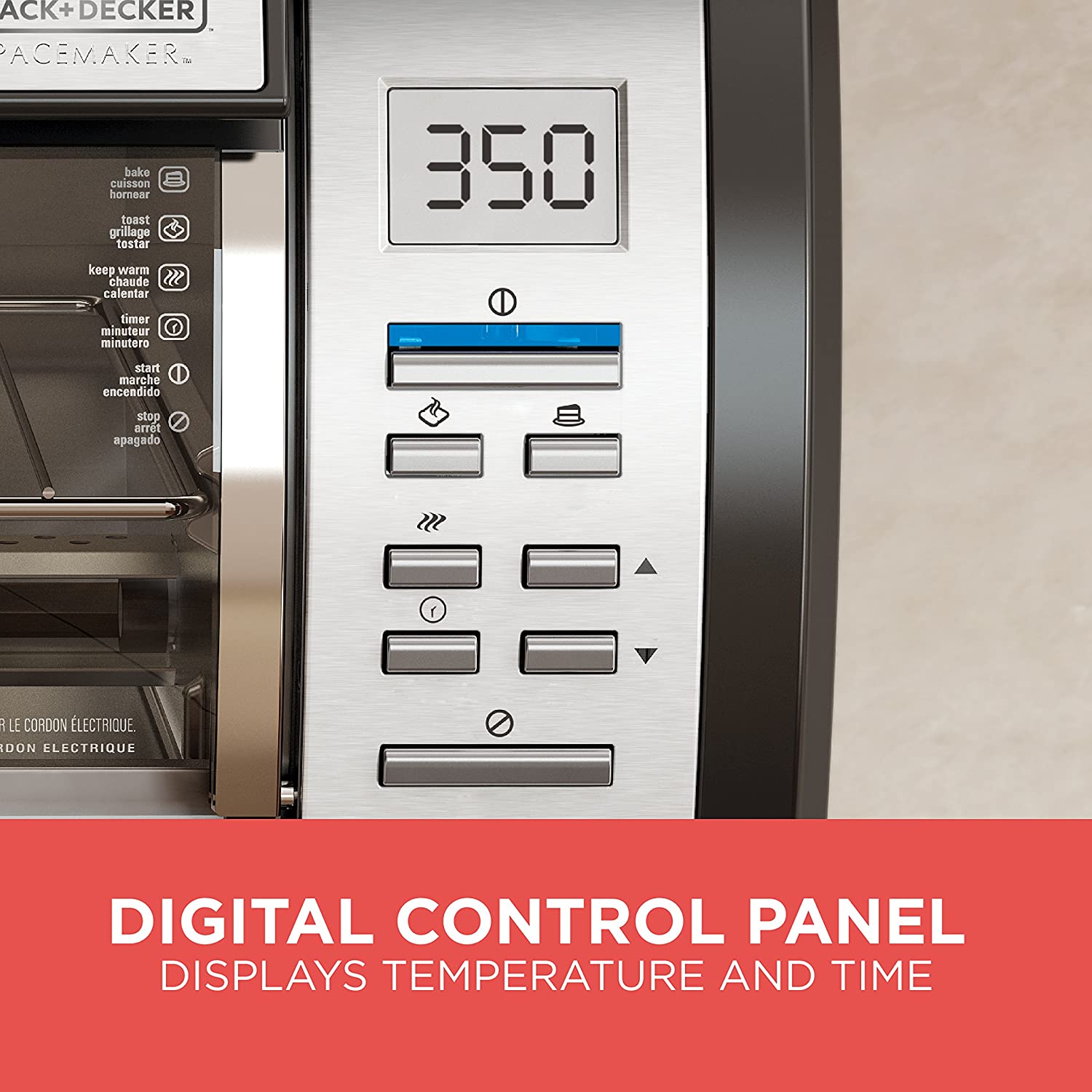 Under-Counter Toaster Oven, Digital Controls, Black/Stainless Steel, Fits 9 Pizza, TROS1000D