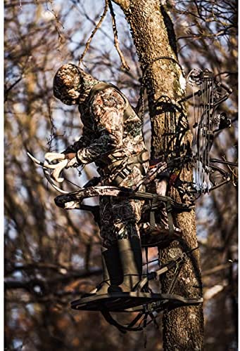 SD Climbing Treestand Lightweight Aluminum, Foam Padded Seat, 300 lbs Capacity, Includes Safety Harness
