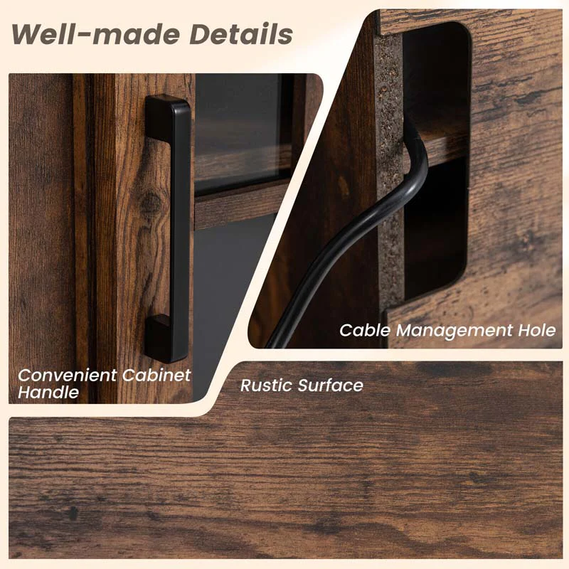 58″ TV Console with 23″ Fireplace Insert, Fireplace TV Stand for TVs up to 65 Inches, 1400W Electric Fireplace Heater