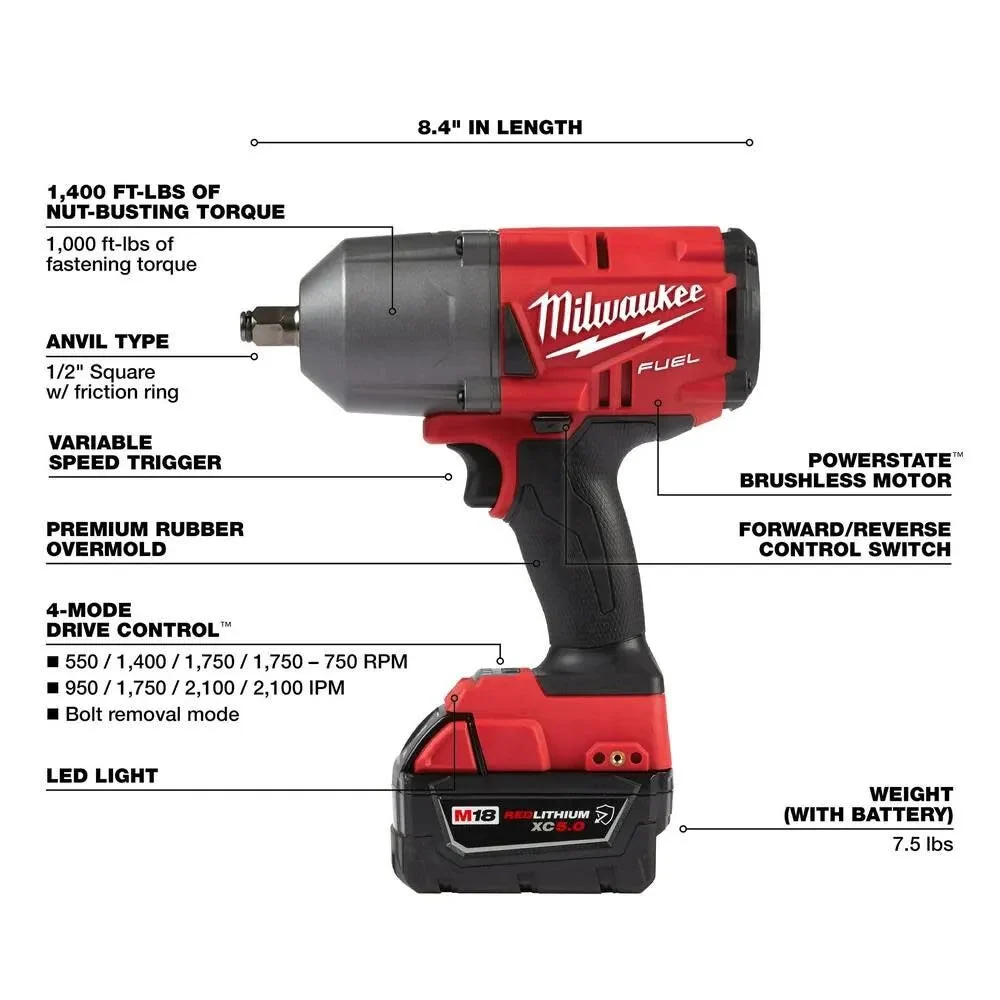 Milwaukee M18 FUEL 1/2 in High Torque Impact Wrench Friction Ring Kit – 2767-22R