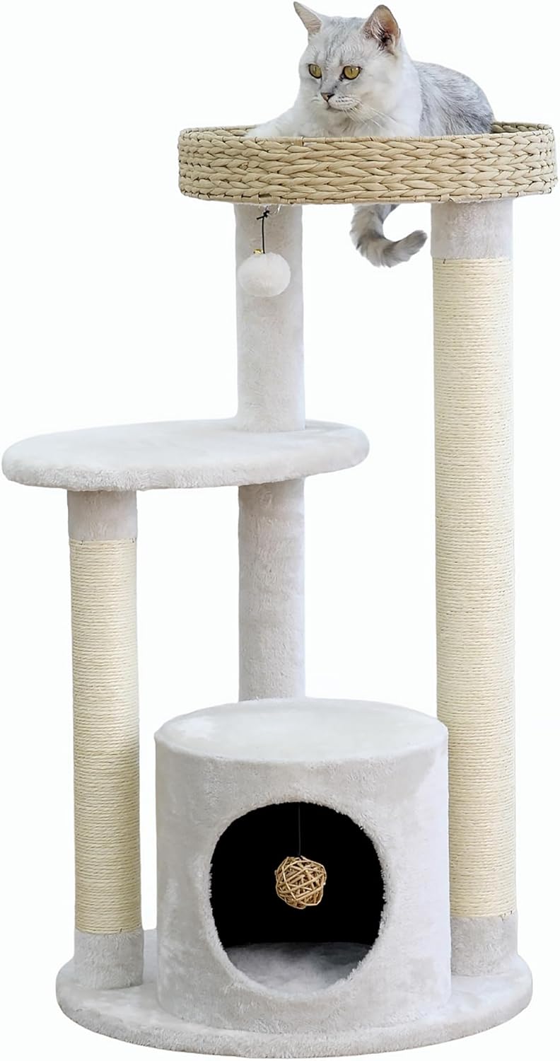 Petpals Handwoven Cat Tree with Condo, Top Bed & Sisal Scratching Posts