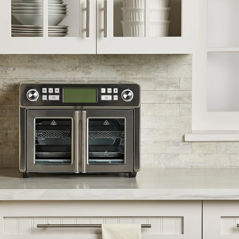 Dual Zone 360 Fryer Oven Combo with French Door, 25 QT Extra Large, Cook Two Foods in Different Ways, Up to 60% Faster from Frozen to Finish