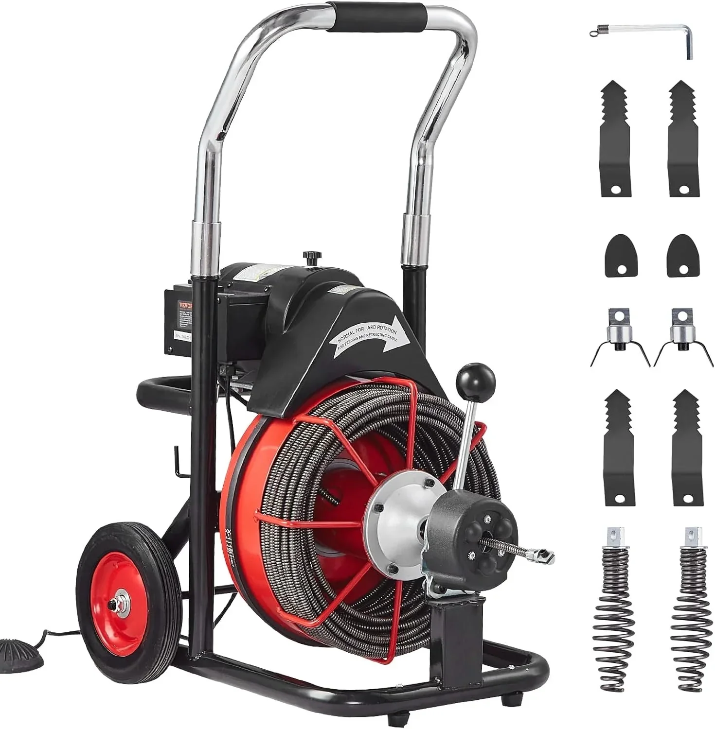 VEVOR Drain Cleaner Machine 100FT x 1/2 Inch, 550W, Red + Black – Drain Cleaner Machine 100 FT x 1/2 Inch