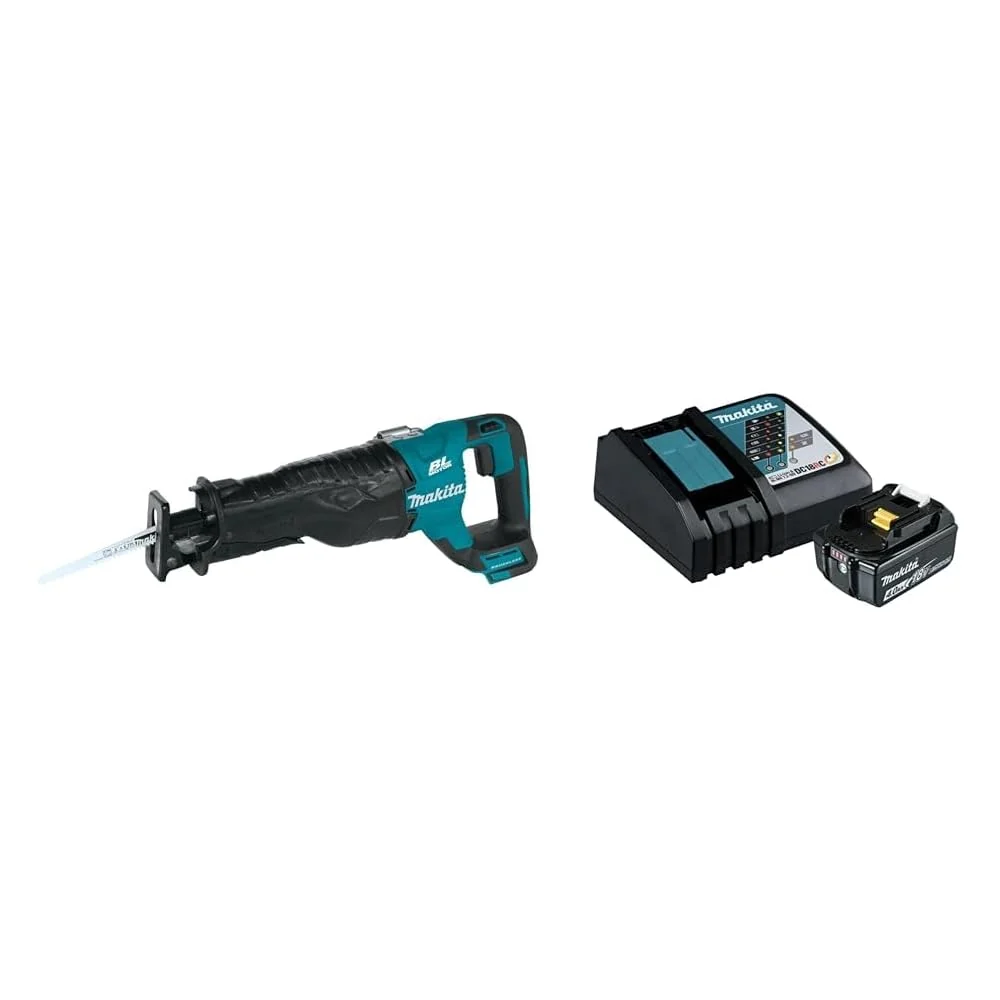Makita 18V LXT Lithium-Ion Brushless Cordless Recipro Saw With Battery And Charger, 4.0Ah – XRJ05Z, BL1840BDC1