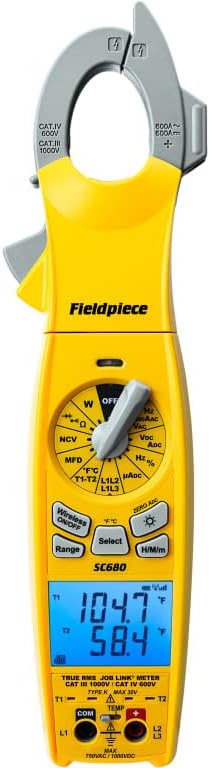 Fieldpiece Wireless Power Clamp Meter With Swivel Head, 1000VDC – SC680