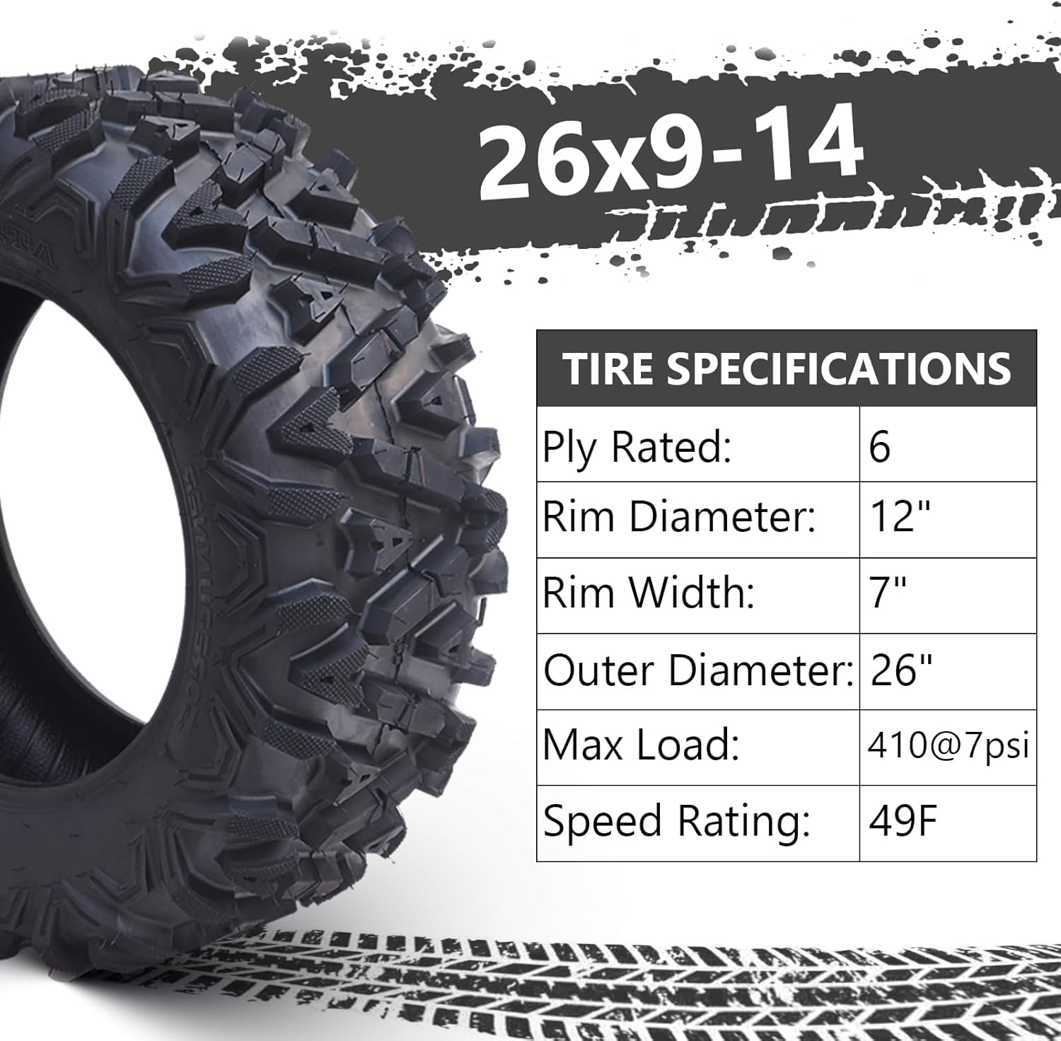26×12-12 All-Terrain ATV/UTV Tires, Set of 2