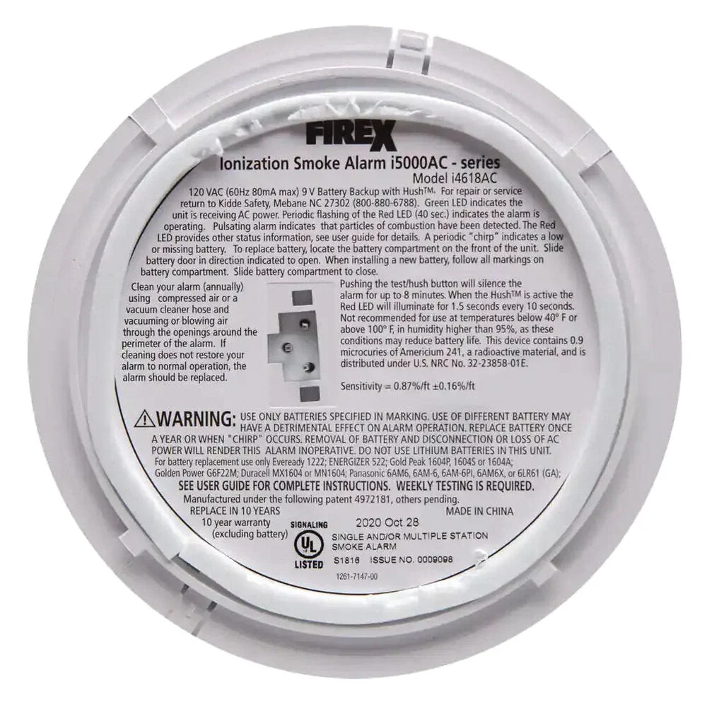 Kidde Firex Hardwired Ionization Smoke Detectors With Battery Backup, 4-Pack – i4618