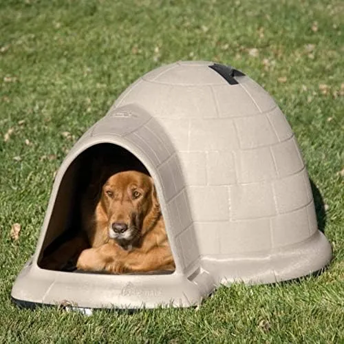 Dog House (Igloo Dog House, Made in USA with 90% Recycled Materials, All Weather Protection Pet Shelter) for XL Dogs 90 to 125 pounds, Made in USA