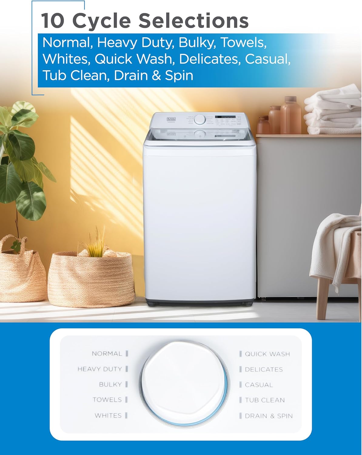 0.9 Cu. Ft. Portable Washing Machine – 5 Wash Cycles