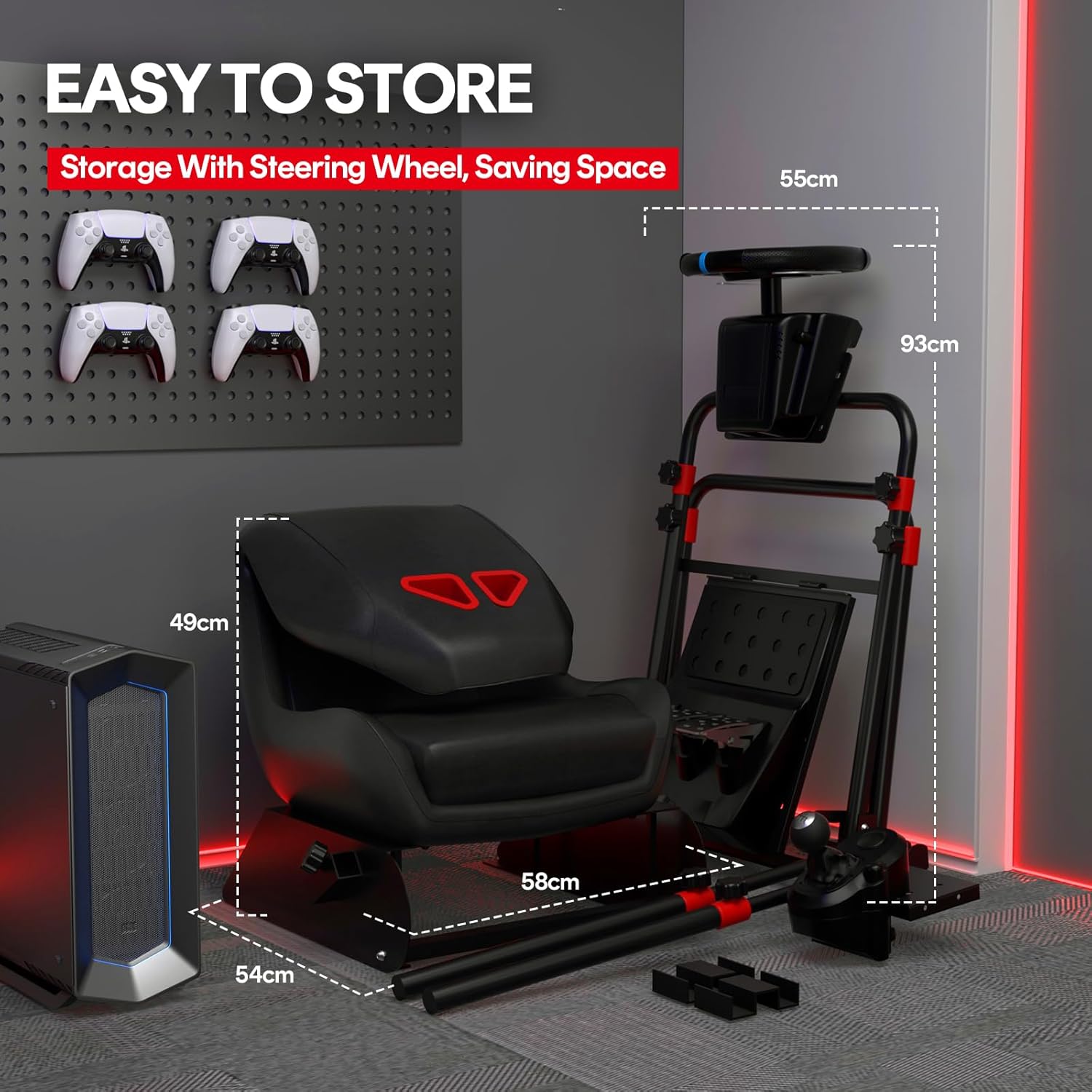 Racing Simulator Cockpit, Foldable Seat, /