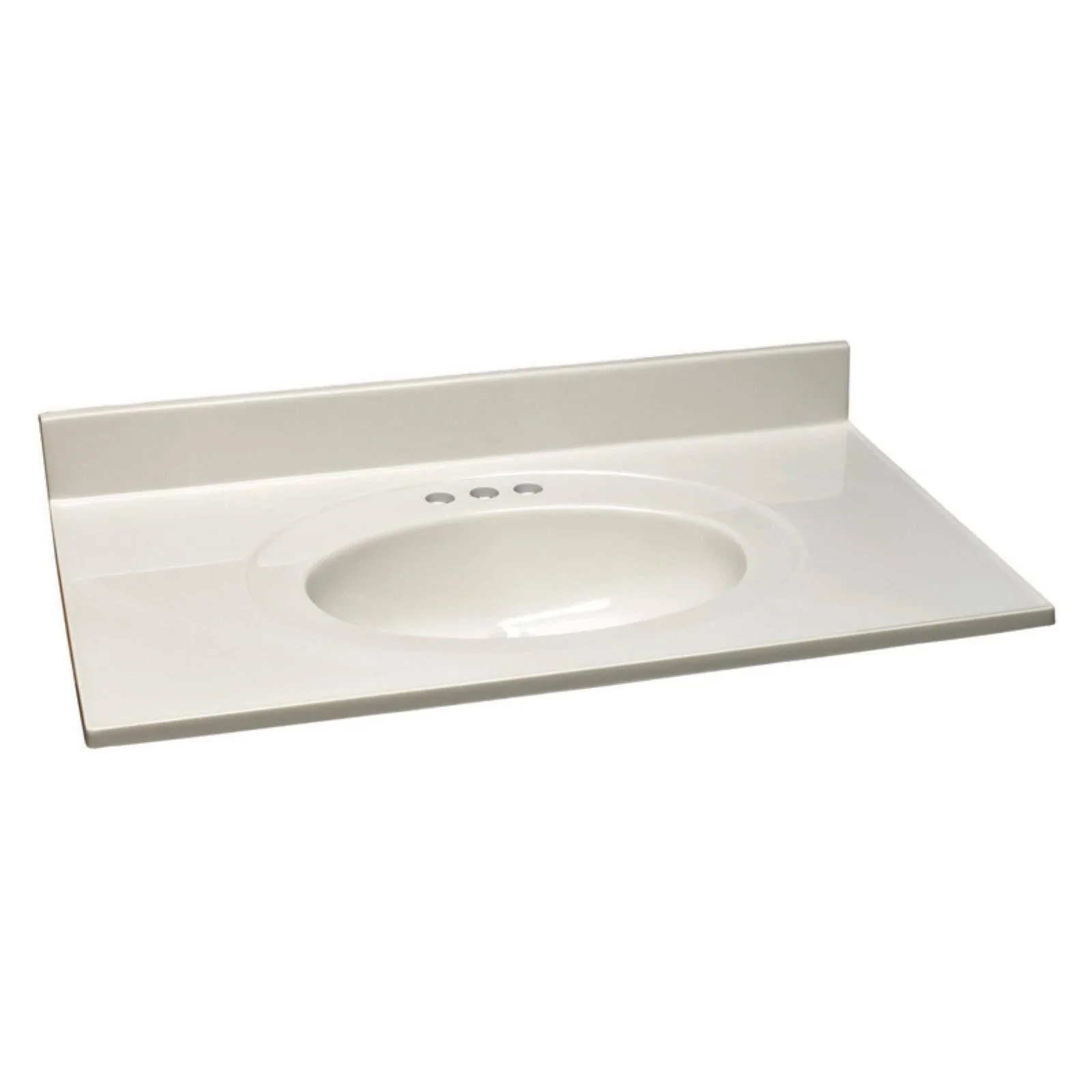Cultured Marble Single Sink Vanity Top 25W x 22D in White on White – 552810