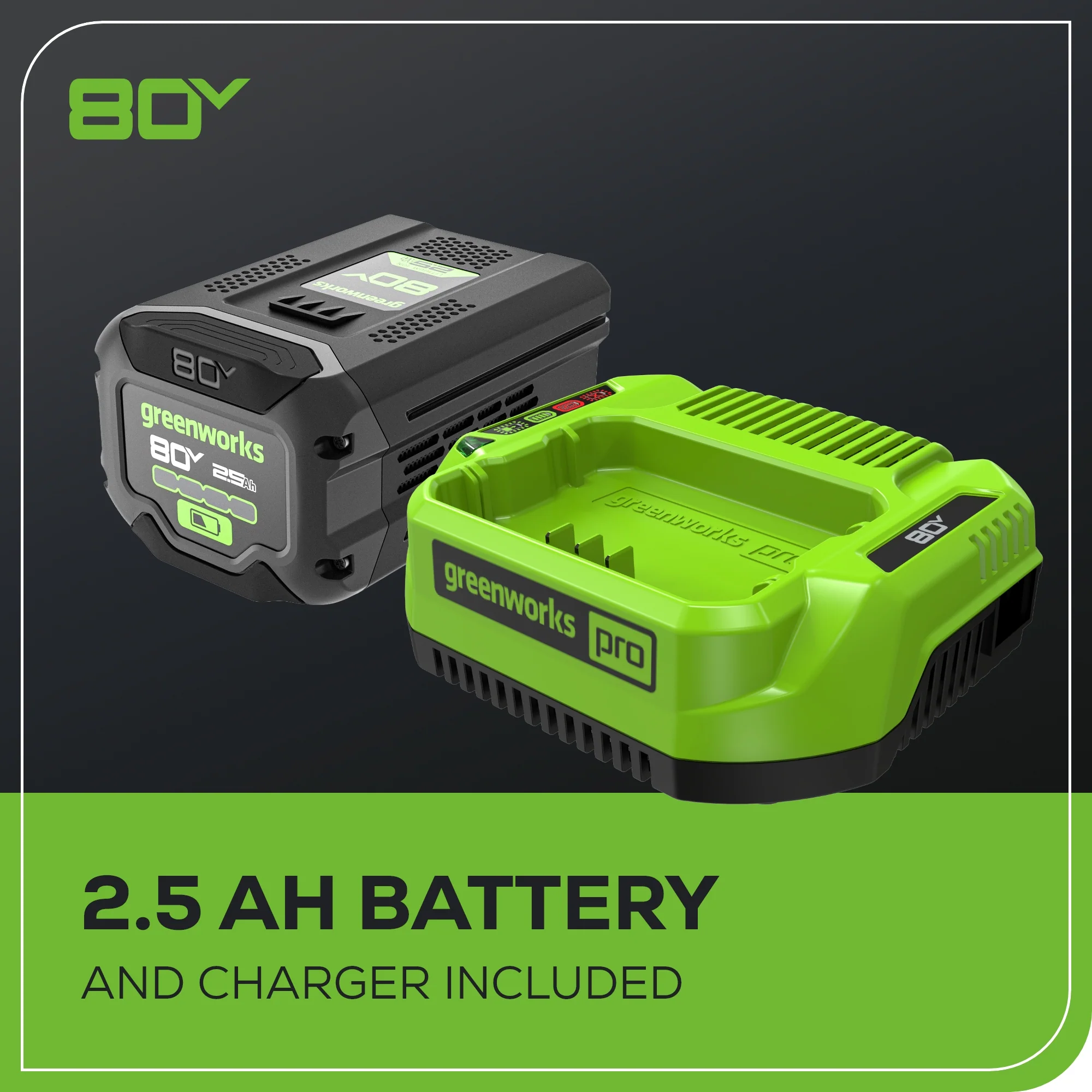 80V Cordless Chainsaw 16-Inch with 2.5Ah Battery and Charger