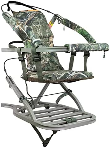 SD Climbing Treestand Lightweight Aluminum, Foam Padded Seat, 300 lbs Capacity, Includes Safety Harness