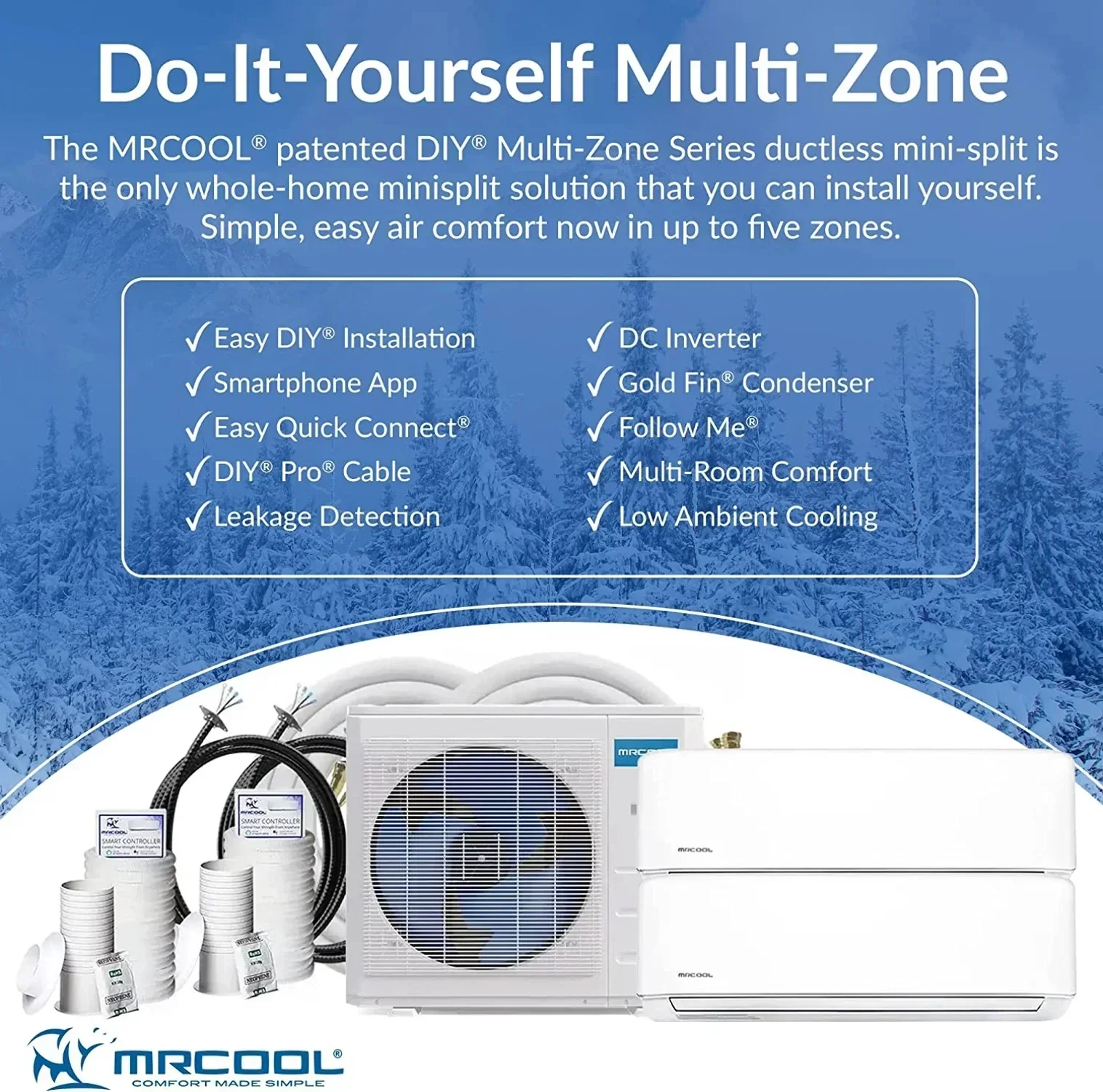 MRCOOL Multi-Zone DIY 2-Zone Ductless Heat Pump – White