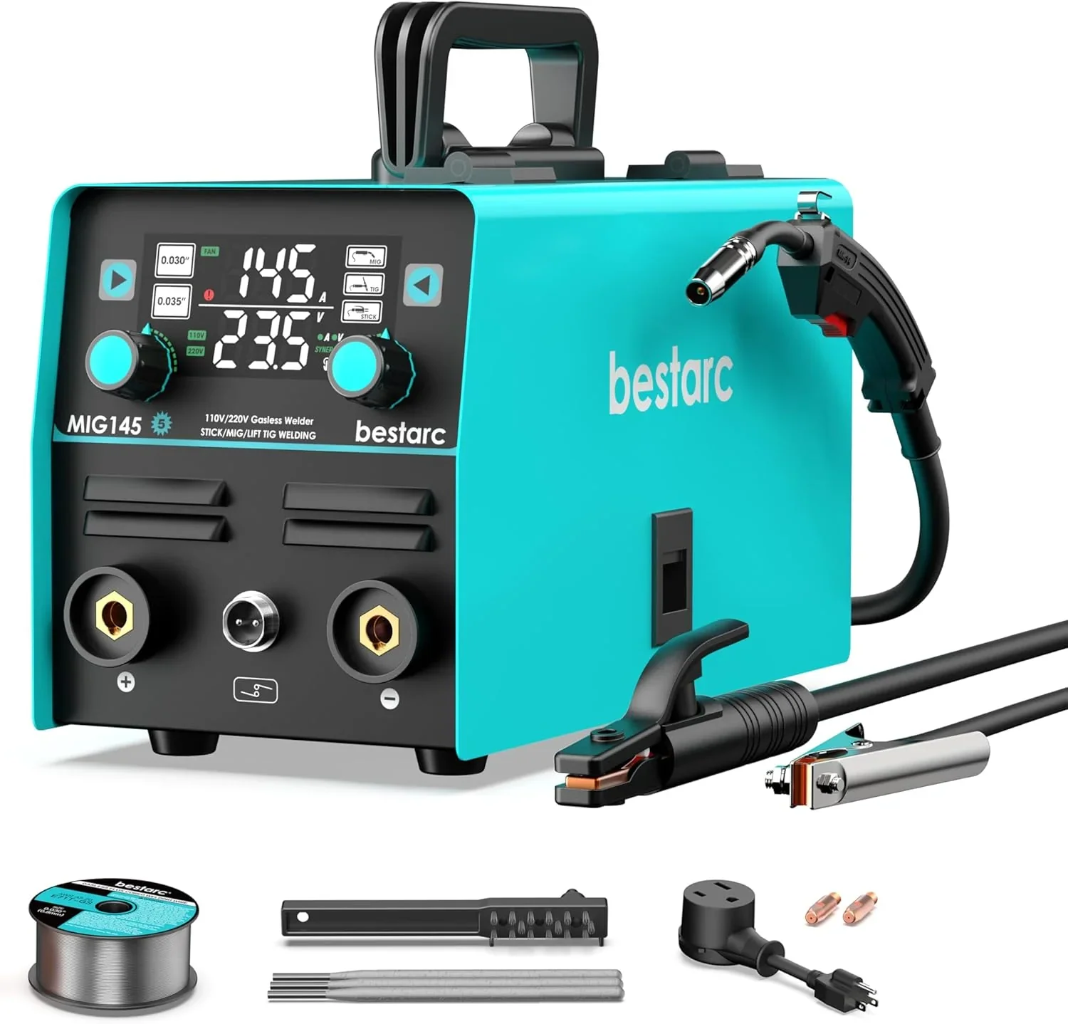 bestarc 145A 3-in-1 MIG Welder, 110V/220V – MIG145-9GEN-110/220V, MIG145-1122