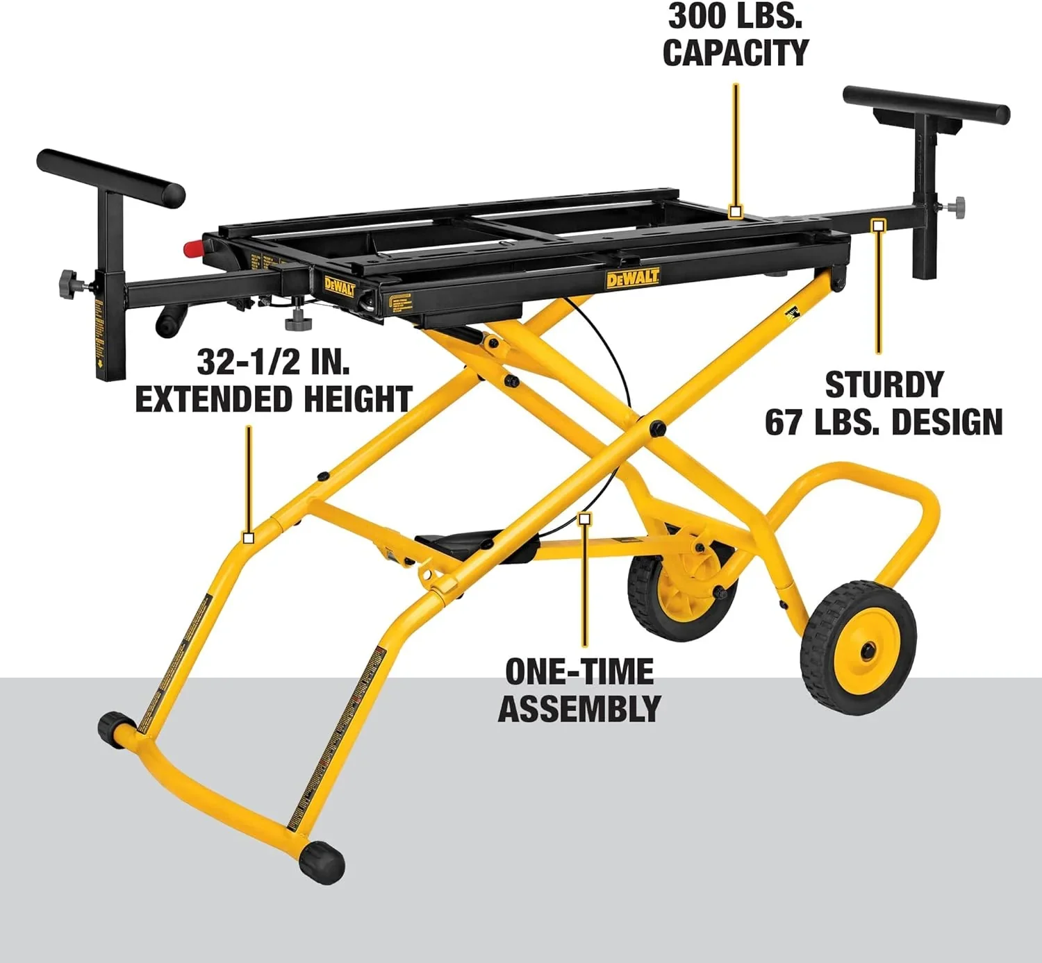 DEWALT Rolling Miter Saw Stand With Wheels, Yellow, 300 lb – DWX726
