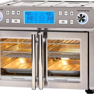 Dual Zone 360 Fryer Oven Combo with French Door, 25 QT Extra Large, Cook Two Foods in Different Ways, Up to 60% Faster from Frozen to Finish