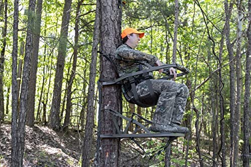 SD Climbing Treestand Lightweight Aluminum, Foam Padded Seat, 300 lbs Capacity, Includes Safety Harness