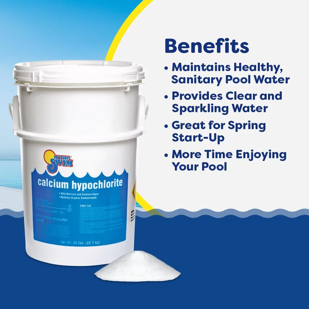 Pool Shock 68% Cal-Hypo Granular Sanitizer for Crystal Clear Water Defends Against Bacteria, Algae, and Microorganisms