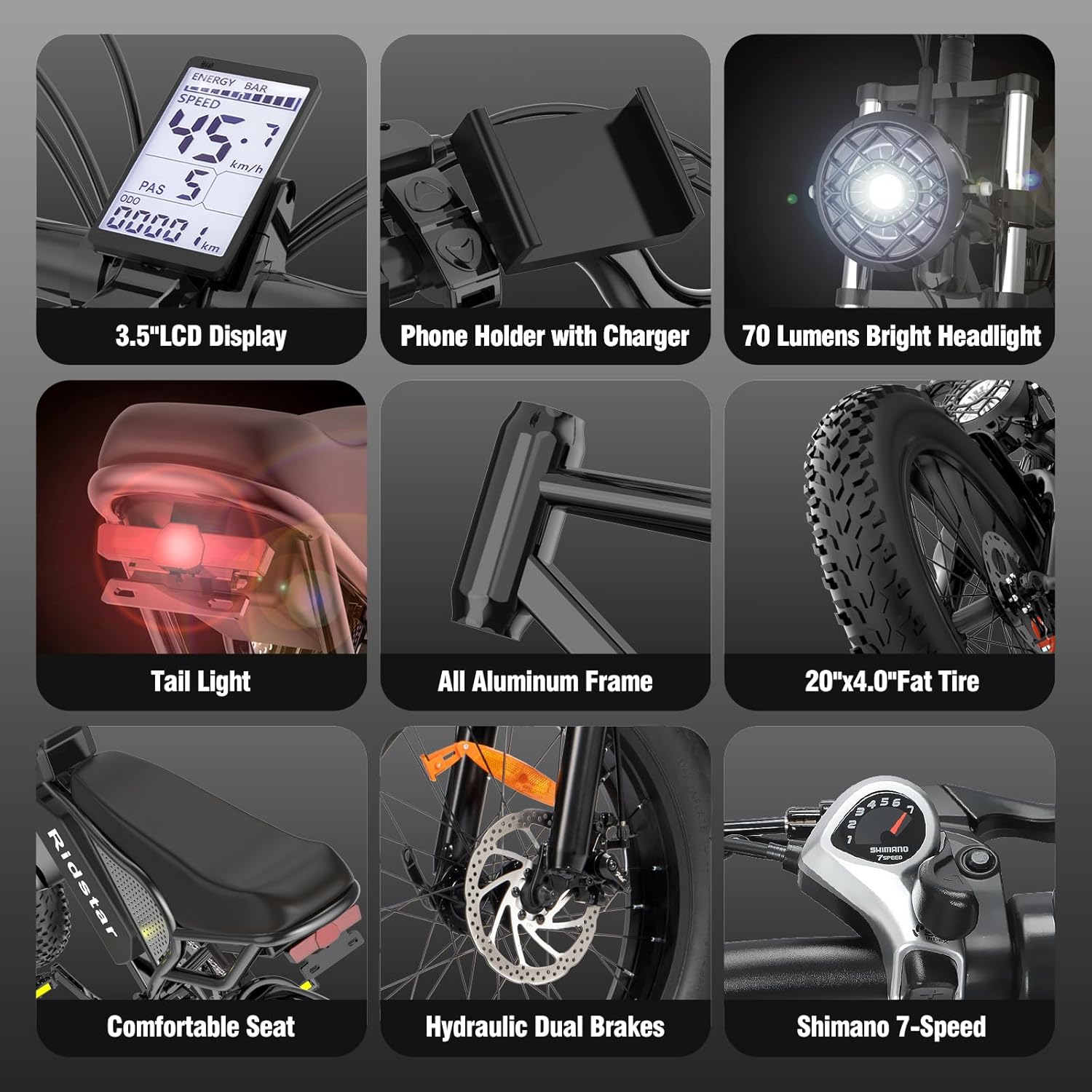 Electric Bike Q20, 2000W, 37Mph, 20″ Fat Tires