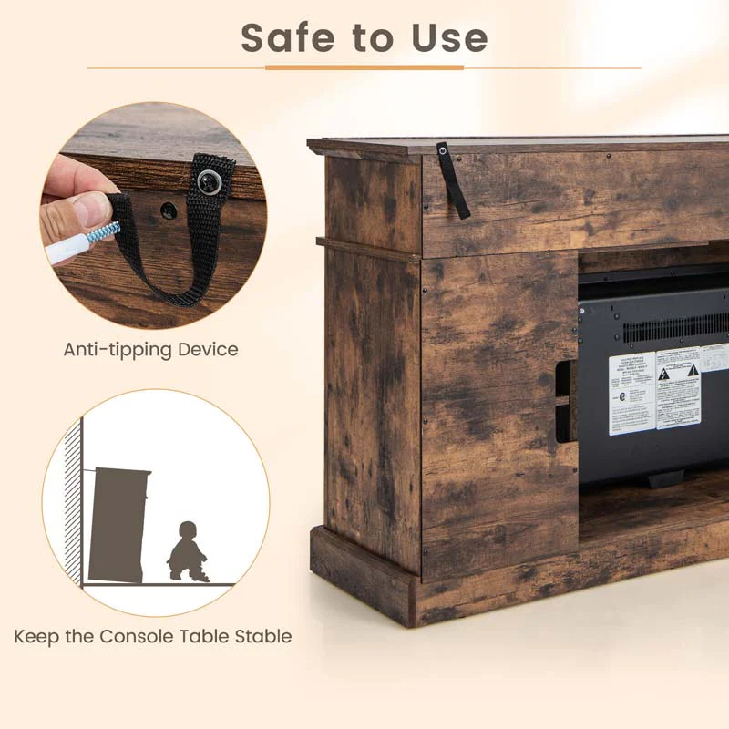 58″ TV Console with 23″ Fireplace Insert, Fireplace TV Stand for TVs up to 65 Inches, 1400W Electric Fireplace Heater