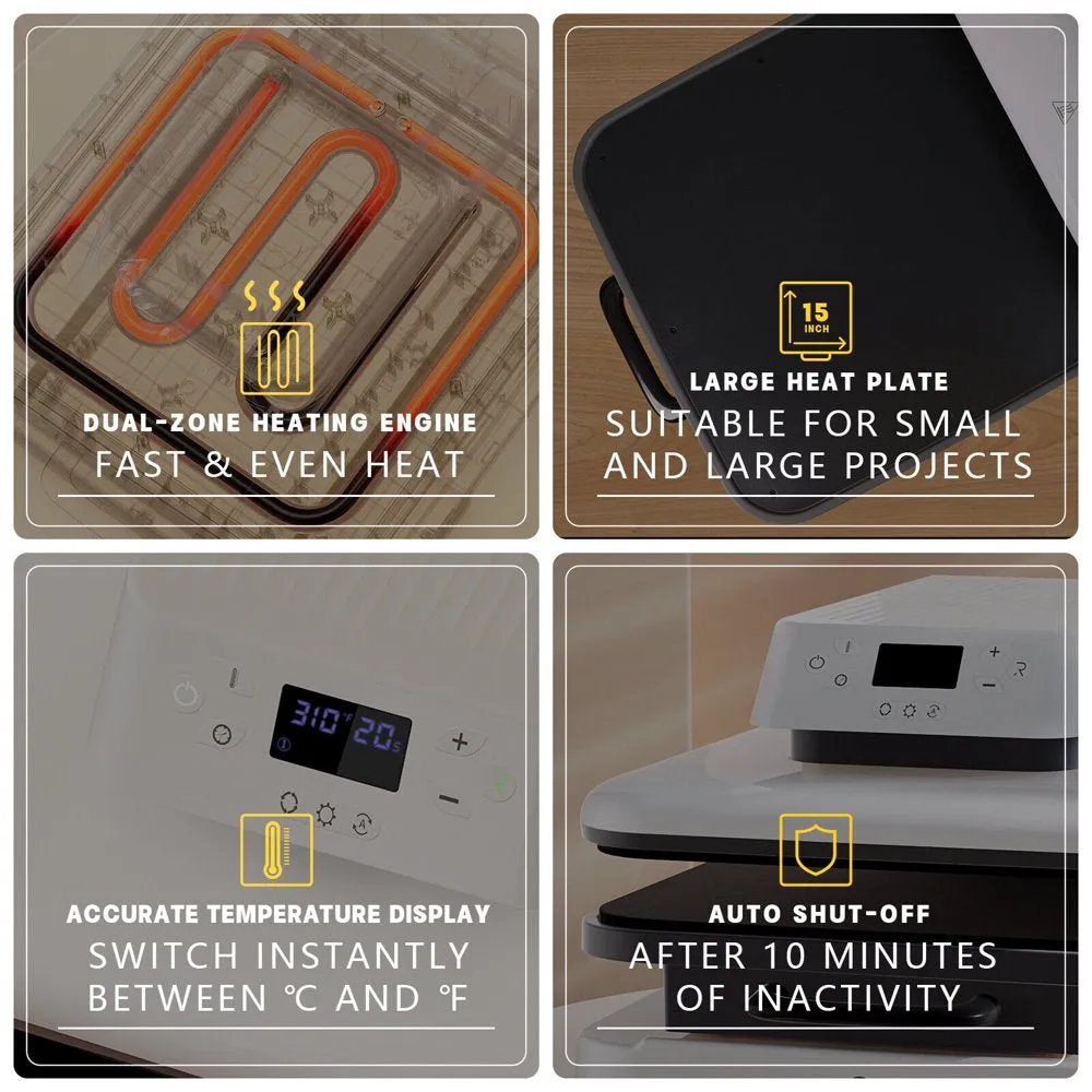 1500W 15″X15″ Auto Heat Press Machine for Transfer Vinyl& Sublimation Project
