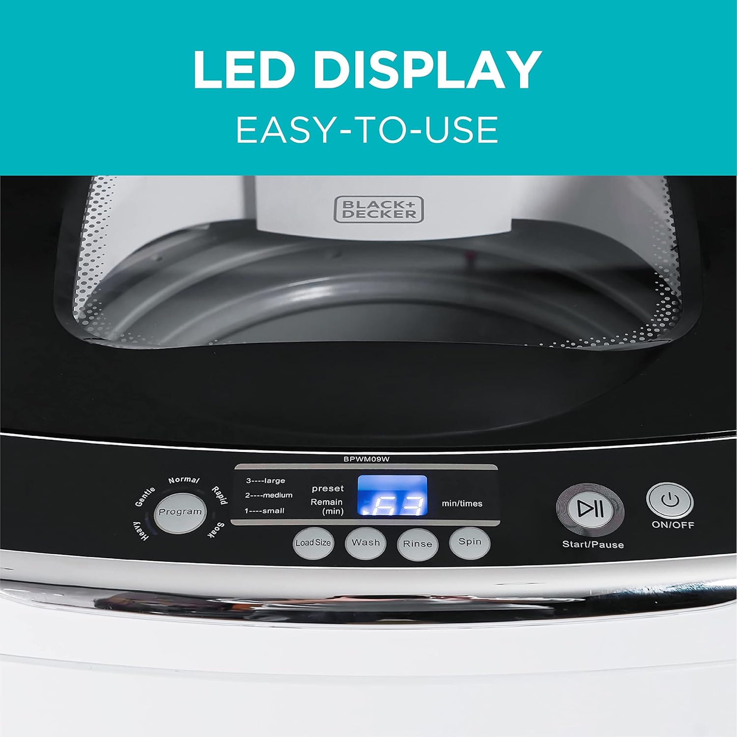 0.9 Cu. Ft. Portable Washing Machine – 5 Wash Cycles