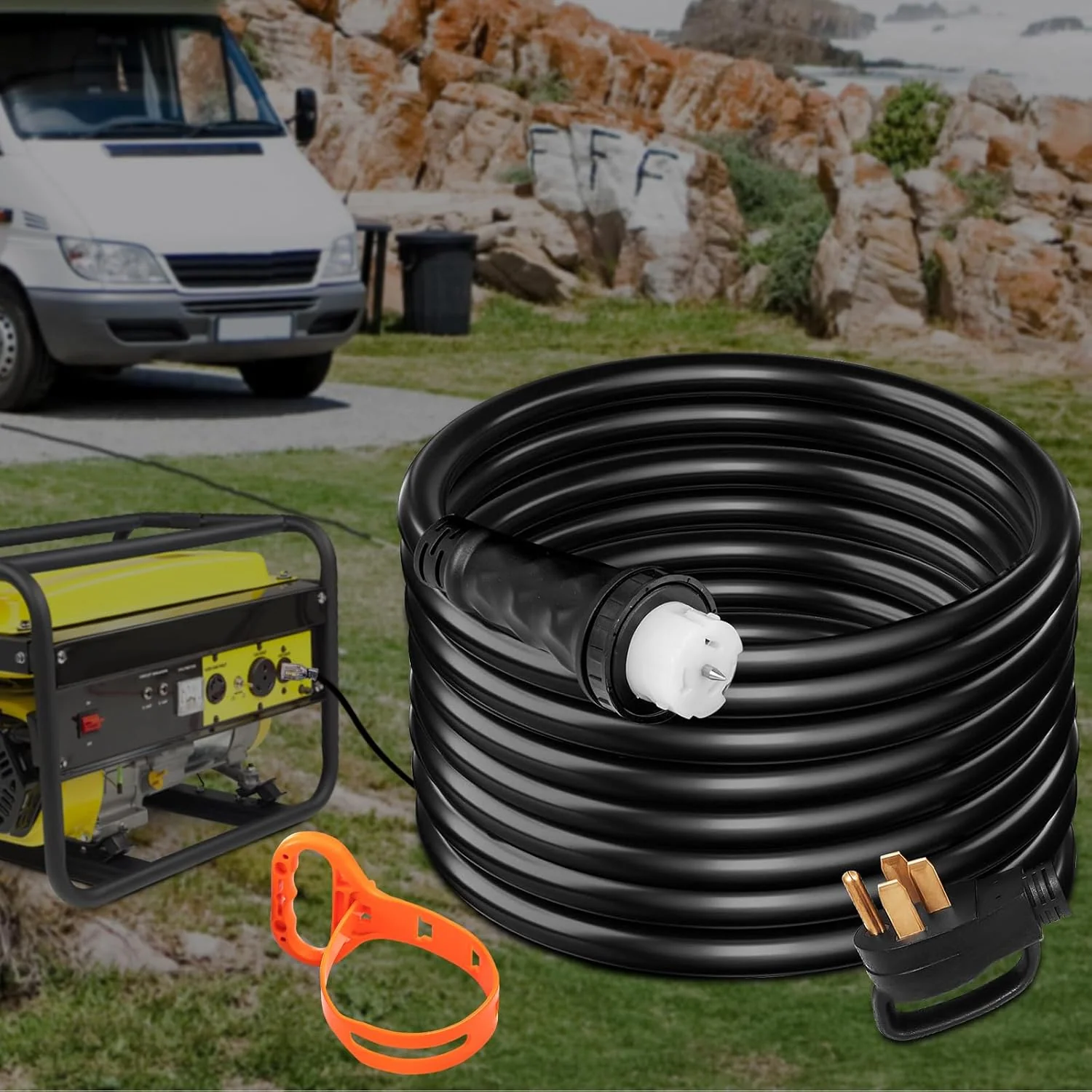 VEVOR Generator Extension Cord 50 ft 50 Amp STW 125V 250V 12500W N14-50P SS2-50R CS6364 – 45446 + 45505